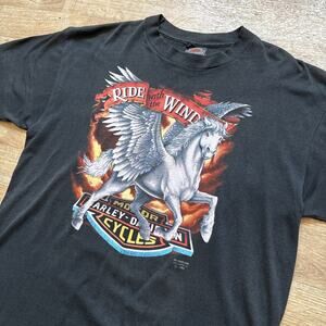 Vintage 90s Harley-Davidson Ride The Wind Buddy Stubbs Horse XL 1990 3D Emblem